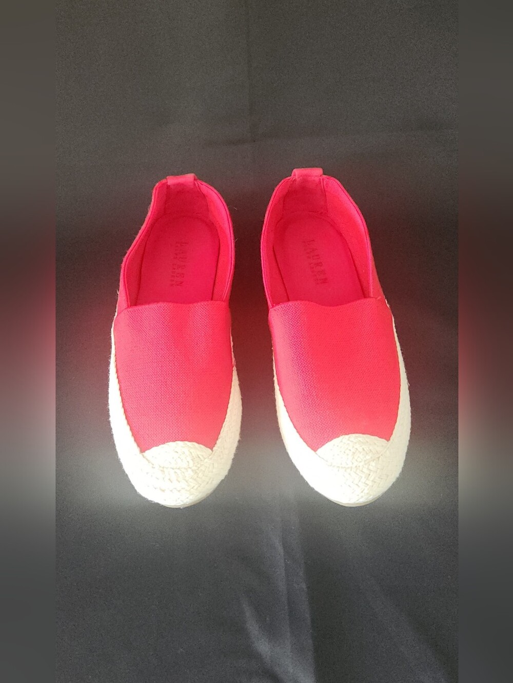 Ralph Lauren Gardena Canvas Espadrille Slip-On Shoes in Festive Red Size 8